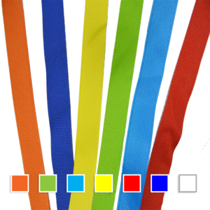 2005-25, Portagafete de cinta popotillo con bandola básica en 7 diferentes colores de línea. Aplicamos descuentos por volumen.