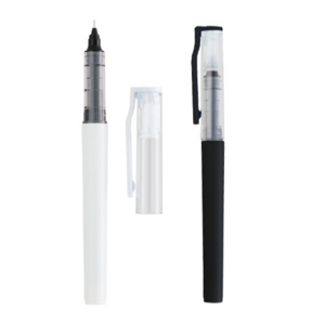 LR-31001, Bolígrafo de plástico con tinta de gel, tapa traslúcida y clip de plástico.