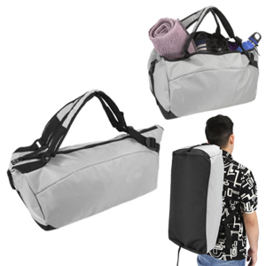 BL-077, Maleta de poliéster que se convierte en mochila con 2 broches de seguridad ajustables y tirantes acojinados.