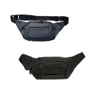 BL-150, Cangurera con 4 compartimentos, 3 en la parte frontal, 1 en la parte trasera, cinta ajustable a la cintura y broche de seguridad a presión.