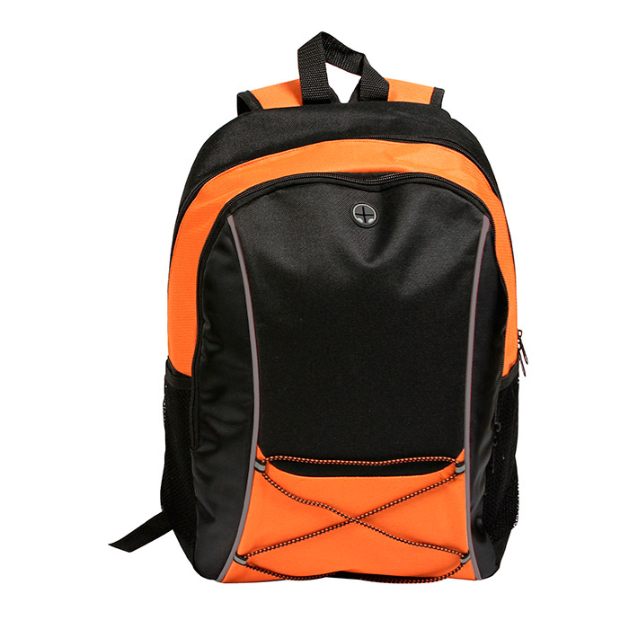 TX-076, Mochila backpack melbourne fabricada en poliester con salida para audifonos colores: azul, naranja, rojo y verde