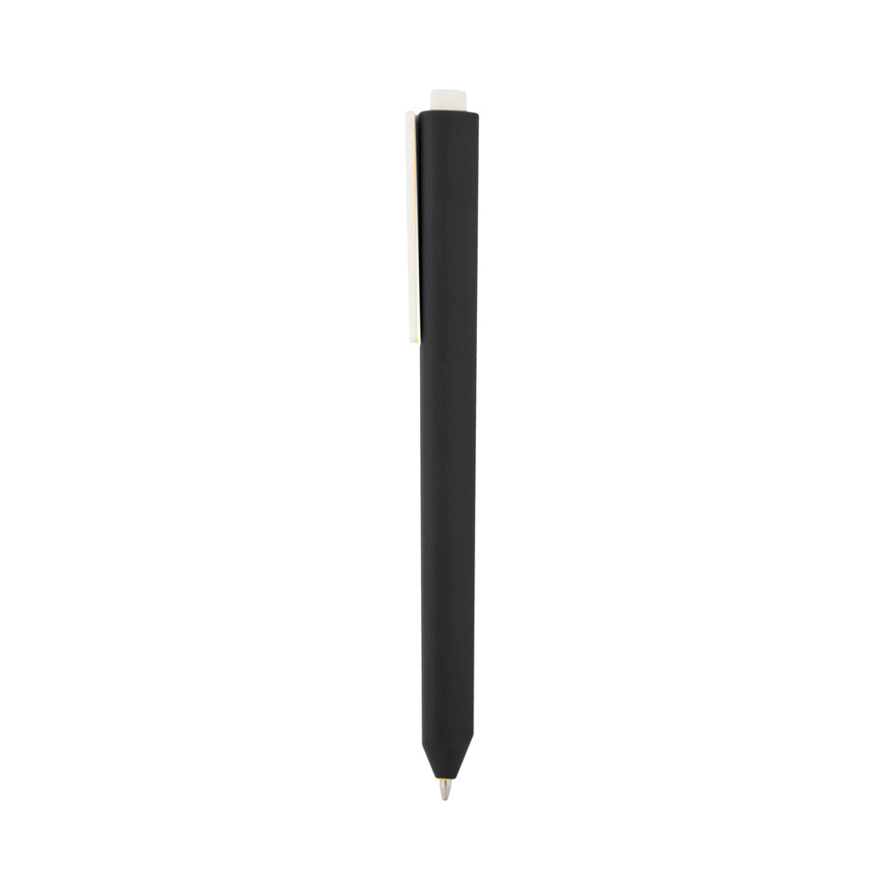 BP-23558, Bolígrafo de plástico de color sólido, con clip blanco y mecanismo de click.