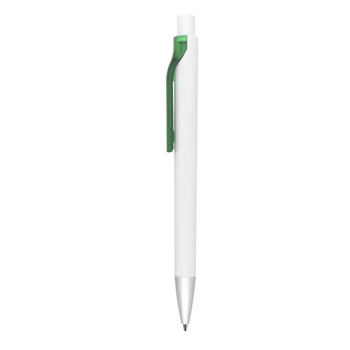 BP-8405B, Bolí­grafo de plástico con clip traslúcido, punta con detalle de color y mecanismo de click.