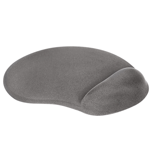 DK-067, Mouse pad ergonomico de plástico con cubierta de tela y descansa muneca de silicon, color gris y negro