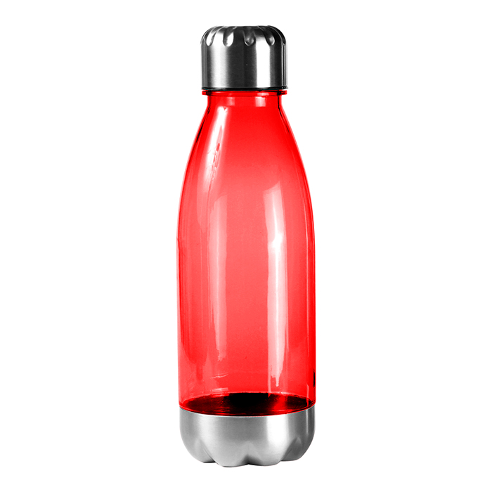 TE-050, Botella de plástico AS, con tapa y base de aluminio, capacidad de 500 ml.