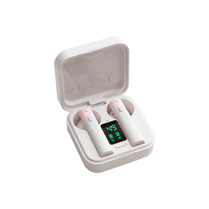 TH-154, Audífonos bluetooth fabricados en plástico ABS con función touch. El estuche puede cargar a través de cable USB o paneles solares. Reproduce música durante 2.5 horas continuas. Incluye cable USB para carga y caja de cartón individual.